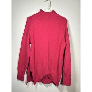 Anthropologie MAEVE Crystal Tunic‎ Sweater Hot Pink Size XS Oversized Mock Neck